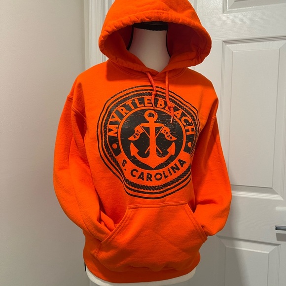 Gildan Orange Hoodie with Black Anchor Design - Picture 11 of 12